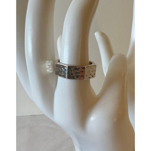 Brighton MERIDIAN Zenith Faceted Ring Sz 5.5 Hammered Silver Swarovski Crystals - Picture 3 of 5